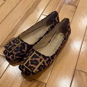 Franco Sarto Leopard Print Ballet Flats with Gold Buckle 8.5 never worn